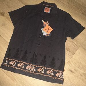 Newport Isle Men's Linen Blend Embroidered Short Sleeve Button Hawaiian Shirt Sm